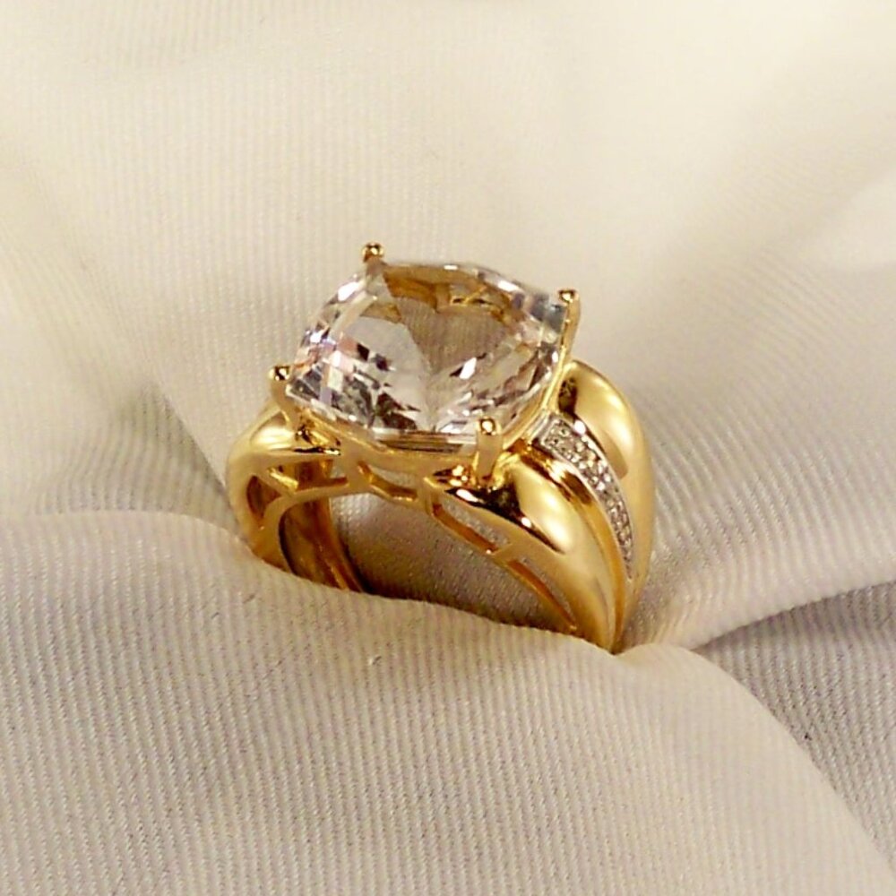 New 14K Gold Asscher Cut *Cubic Zirconias DESIGNER Ring